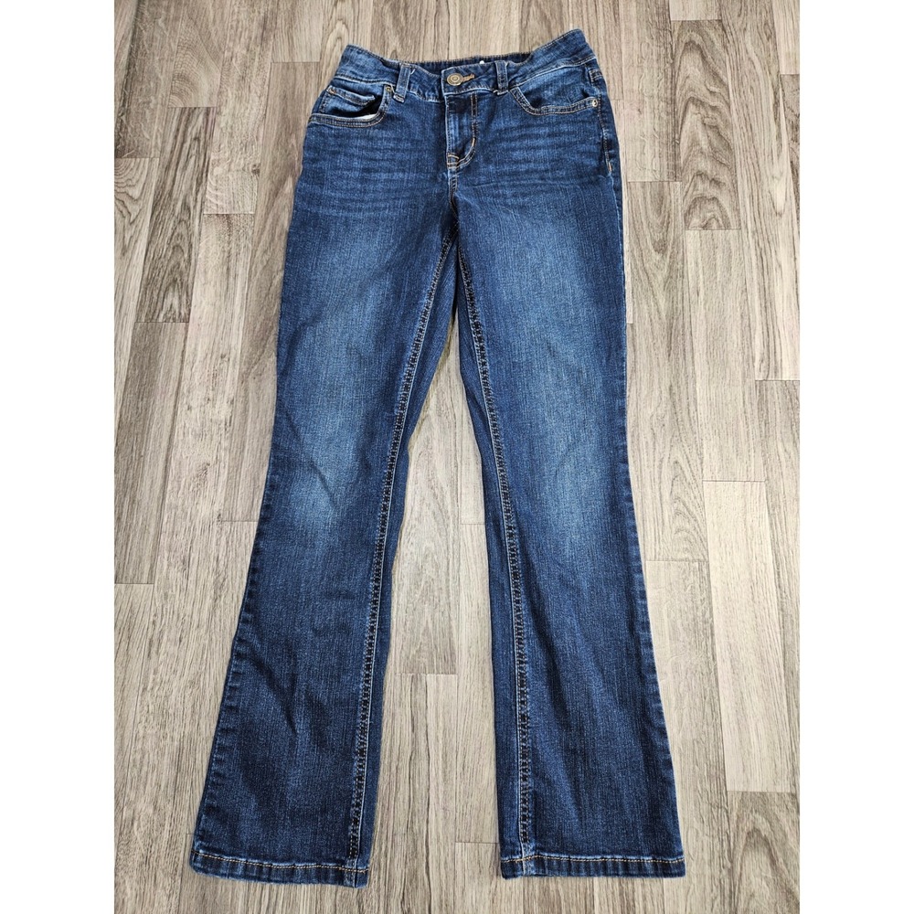 Maurices Slim Boot Jeans Women 2 Short Dark Wash Excellent Mid Rise Stretch